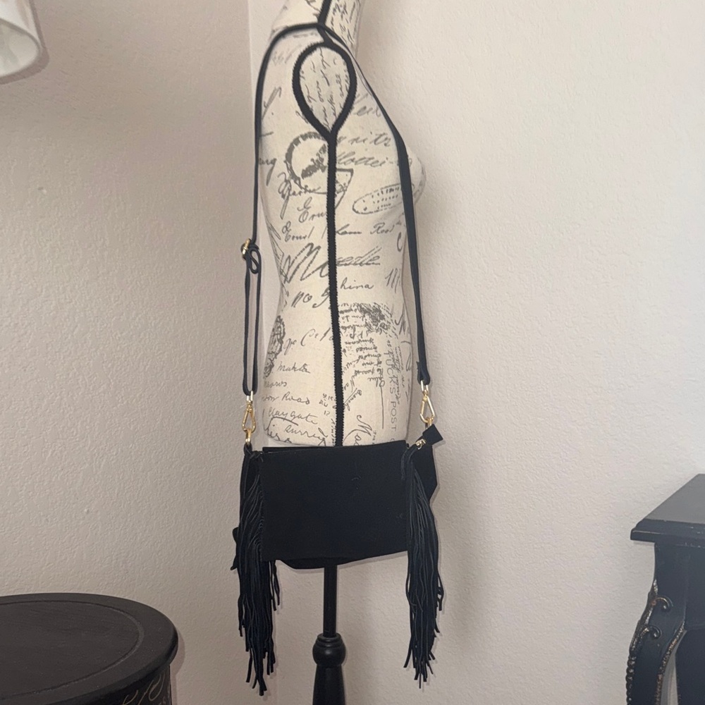 Mossimo Supply Co. Black Crossbody Bag with Fringe